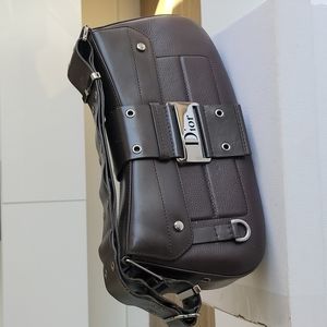 Christian Dior brown leather shoulder bag